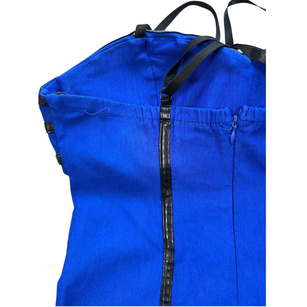 Body Central Royal Blue Faux Leather Trim Halter Bodycon Mini Dress Small - Picture 8 of 10